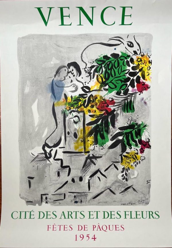 Marc Chagall - Vence, Cite des Arts et des Fleurs, Original Vintage Exhibition Poster 1954