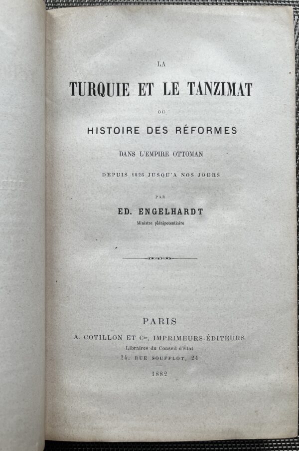 Rare, 1882, LA TURQUIE ET LE TANZIMAT OU HISTOIRE DES REFORMES, Eduard Engelhardt, Ottoman Empire, First Edition