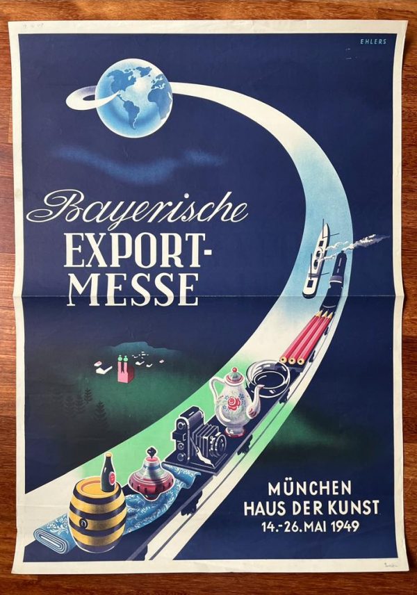 1949 Lithograph  Original Lithograph Poster, Munich, Haus der Kunst, Bayerische Export Messe, Henry Ehlers - Image 2