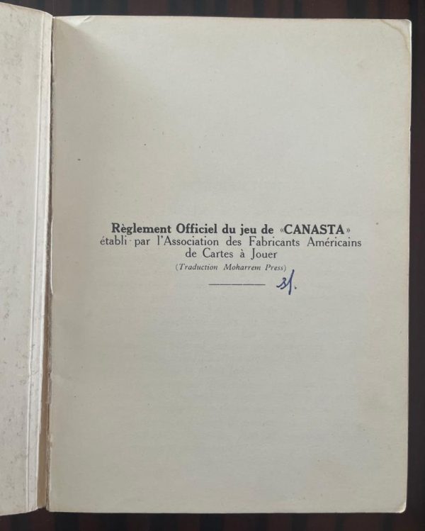 1940's ORIGINAL CANASTA BOOKLET, OFFICIAL RULES, ALEXANDRIA, EGYPT - Image 2