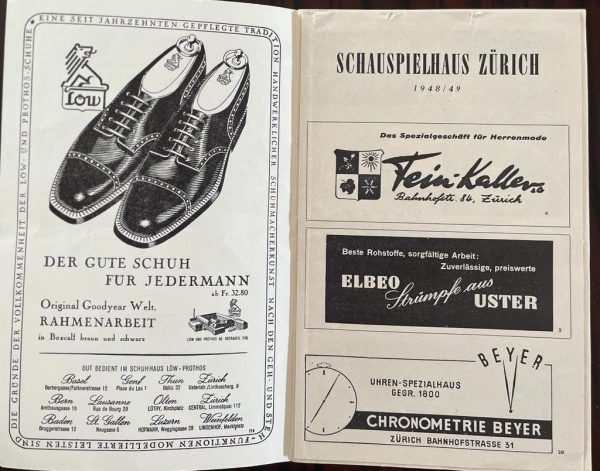 1949, ORIGINAL, SCHAUSPIELHAUS ZÜRICH, Max Lang, Joseph von Eichendorff, DIE FREIER, Program Booklet, Opera, Ballett, Musical, Theatre - Image 2