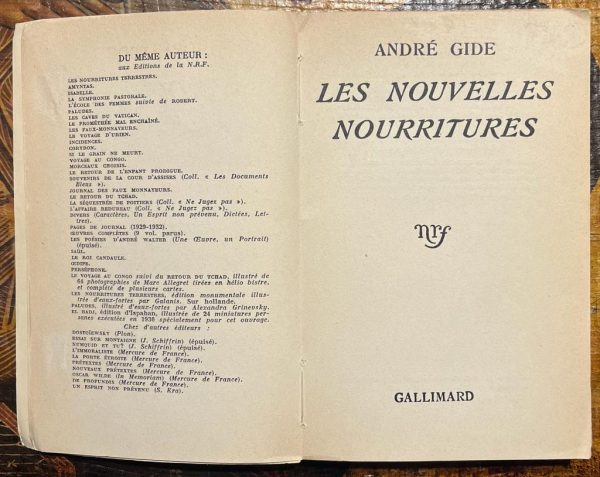 1935, Andre Gide, Les Nouvelles Nourritures, First Edition, Nobel Laureate - Image 2