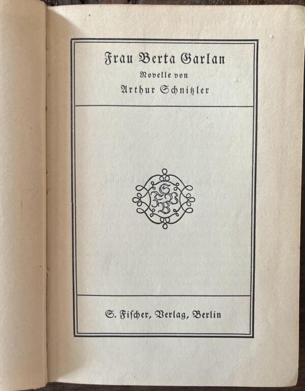 1917, Arthur Schnitzler, Frau Berta Garlan,  Fischer Verlag Berlin, - Image 3