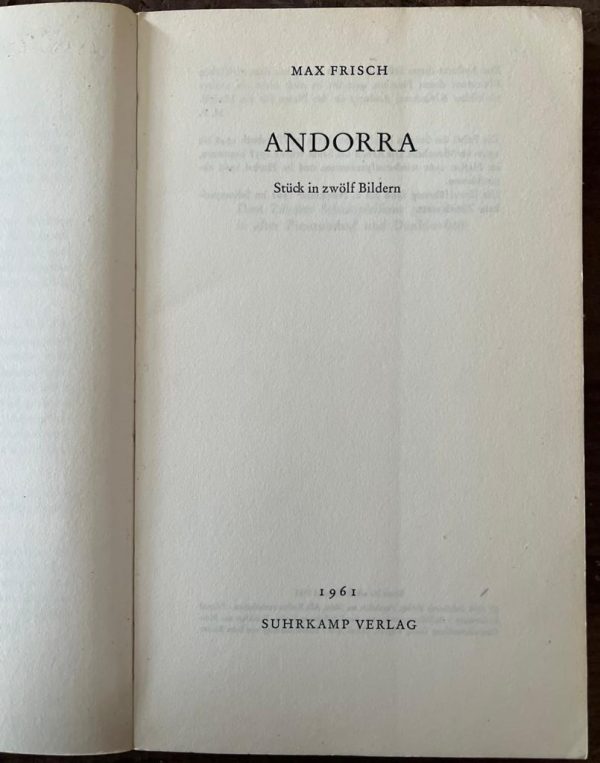 Rare! 1961, Max Frisch, Andorra, First Edition - Image 2