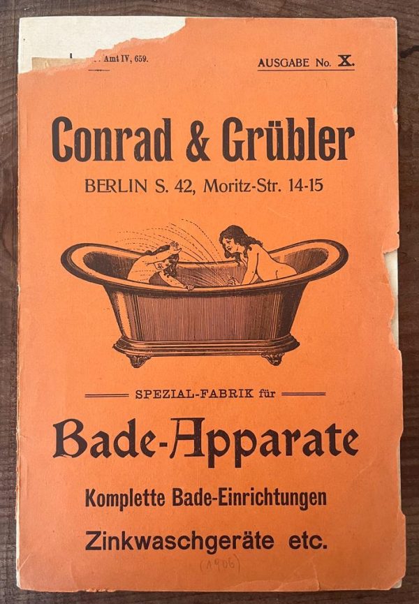 Very Rare! 1906, Conrad & Gruebler, Berlin,  Bade Apparate, Catalog, Bathtubs and Bathroom Furnishing