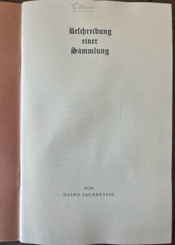 SIGNED, Beschreibung, Eine Sammlung von Heinz Saueressig, First Edition - Image 2