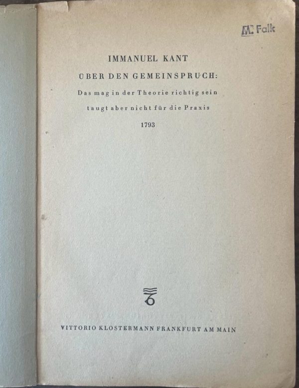 1946, Immanuel Kant, Über den Gemeinspruch in 1793, H. G. Gadamer - Image 2