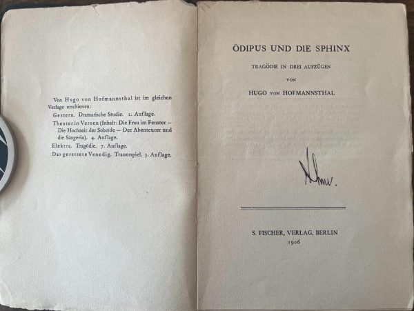 Ödipus und die Sphinx, Hugo von Hofmannsthal, 1906, First Edition - Image 2