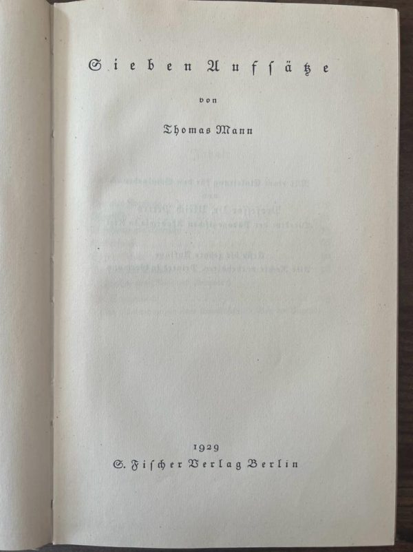 1929, Thomas Mann, Sieben Aufsätze, First Edition, Nobel Laureate - Image 2