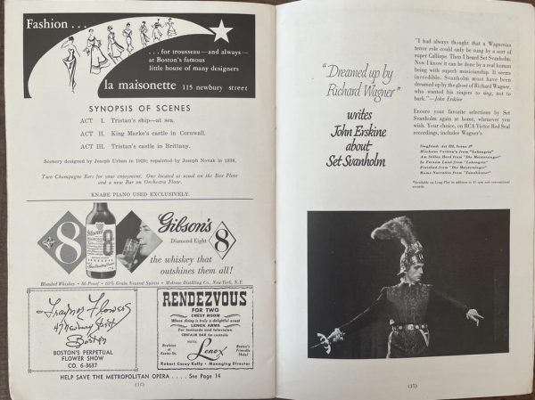 RARE NEW YORK METROPOLITAN OPERA Program, Boston 1951,  Richard Wagner, Tristan und Isolde, Fritz Reiner, Set Svanholm, Dino Yannopoulos - Image 5