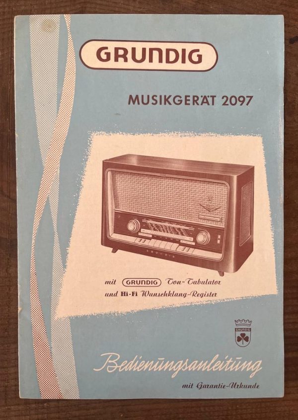 1958-59, GRUNDIG Musikgerät 2097, Bedienungsanleitung, Operation Manual with Guarantee Certificate , German