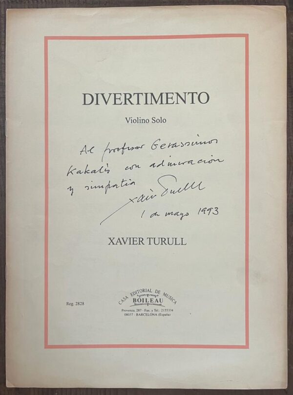 Signed! 1991, Xavier Turull, Original Music Score, Divertimento, Barcelona, Spain