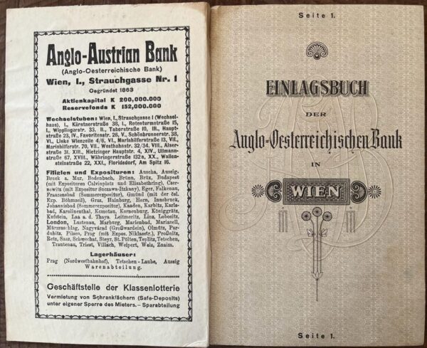 1923, Vienna, Anglo-Österreichische Bank, Einlagsbuch, Original  Deposit Book, Anglobank - Image 2