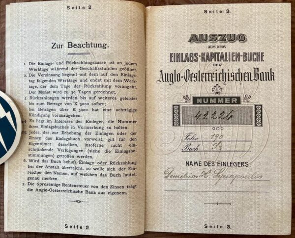 1923, Vienna, Anglo-Österreichische Bank, Einlagsbuch, Original  Deposit Book, Anglobank - Image 3