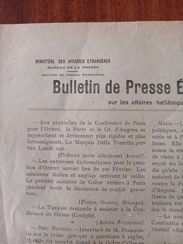 1922, Bulletin de Presse Etrangere sur les Affaires Helleniques, Kemal Atatürk, Greco-Turkish War - Image 3