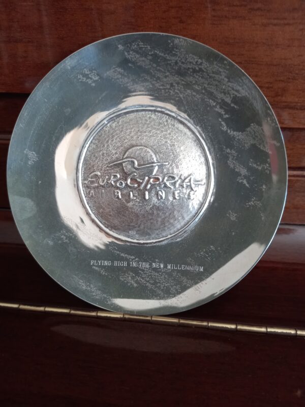 RARE! EUROCYPRIA AIRLINES, 830 SILVER Vintage Commemorative Plate, Cyprus