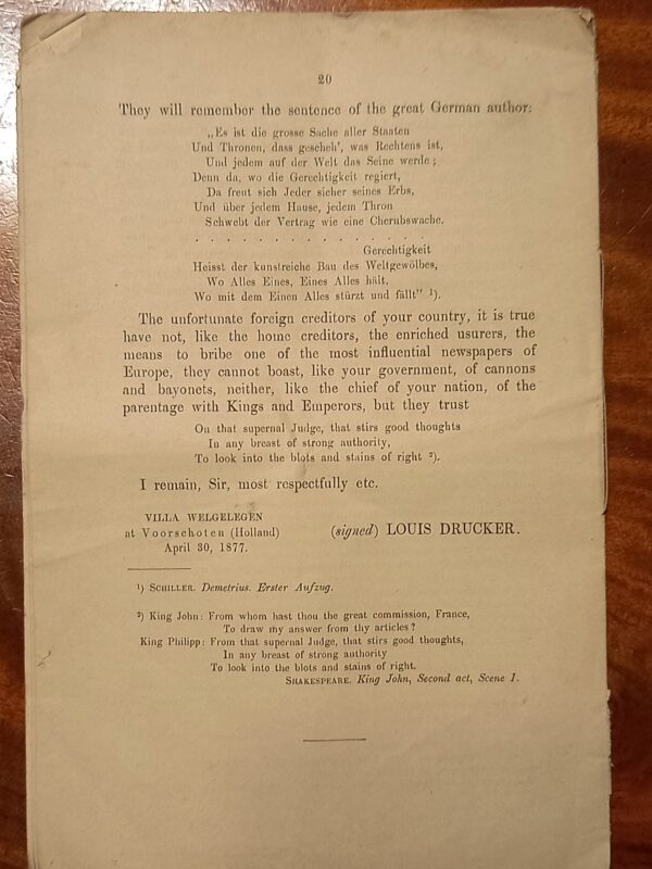 1877, A Letter to Ioannes Gennadius by Louis Drucker, Greece Economic Crisis - Image 4