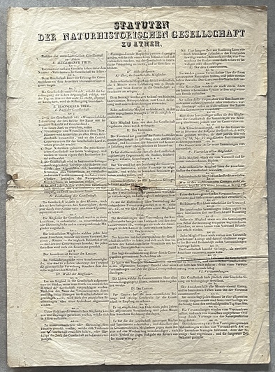 Rare, 1836, King Otto of Greece, Statuten der Naturhistorischen Gesellschaft zu Athen, Early Greek Historical Document