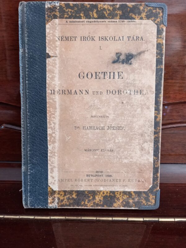 1899 Hungarian School Book, Goethe, Hermann und Dorothea, Jozsef Harrach