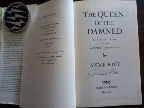 Signed! 1988, Anne Rice, The Queen of the Damned, First Edition, VF - Image 5