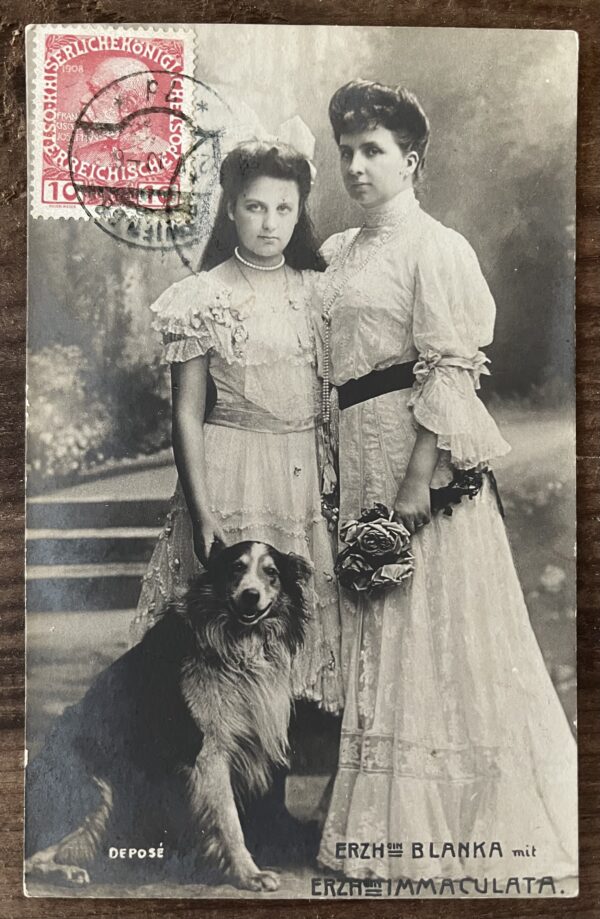 1906, Photo Postcard, Archduchess Blanka and her daughter Archduchess Immaculata, Royalty