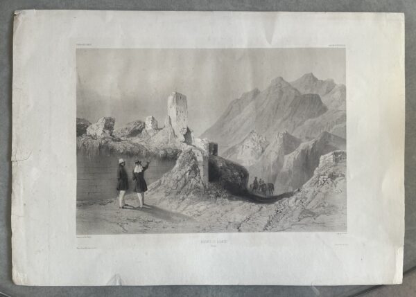 1847, Rare and Original Lithograph, Leon Sabatier based on drawings of Andre Louis W.A. de Sinety, Ruines de Sparte - Image 2