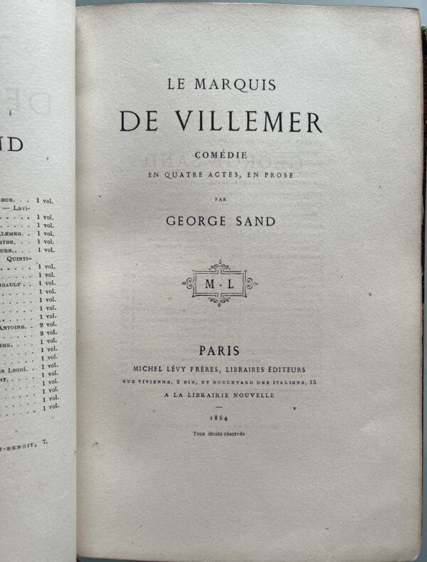 Rare! 1864, George Sand, Le Marquis de Villemer, First Edition, First Printing - Image 6