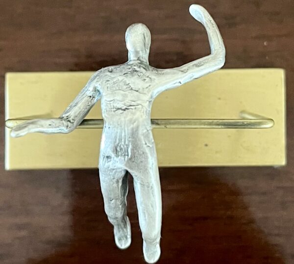 1990's Vintage, The High Jumper, Handmade, Signed, Solid 925 Sterling Silver Miniature Figurine Sculpture on Solid Bronze Base - Image 2