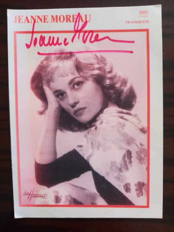 8 Hand Signed Large Autograph Cards, Actors, Gregory Peck, Mamie Van Doren, Johnnie Ray, Jeanne Moreau - Image 17