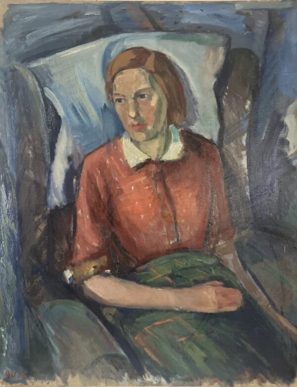 Original, Axel Ulmer, Oil Canvas, 1936, Signed, Resting Woman, Kunsthal Copenhagen - Image 2