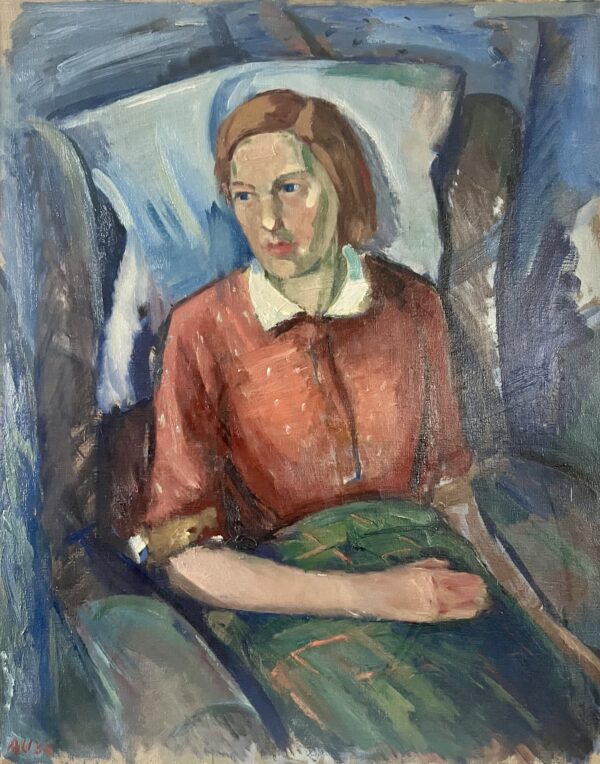 Original, Axel Ulmer, Oil Canvas, 1936, Signed, Resting Woman, Kunsthal Copenhagen - Image 4