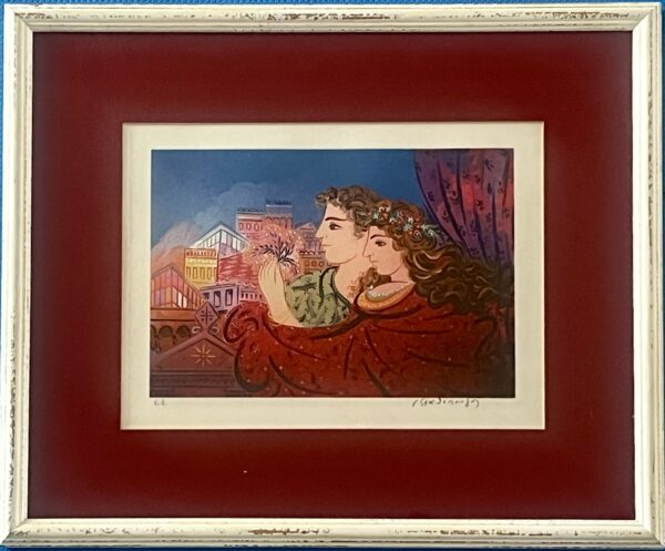 Georgios Stathopoulos, Original Silk Screen Print, Couple in Athens, Hand Signed - Image 3