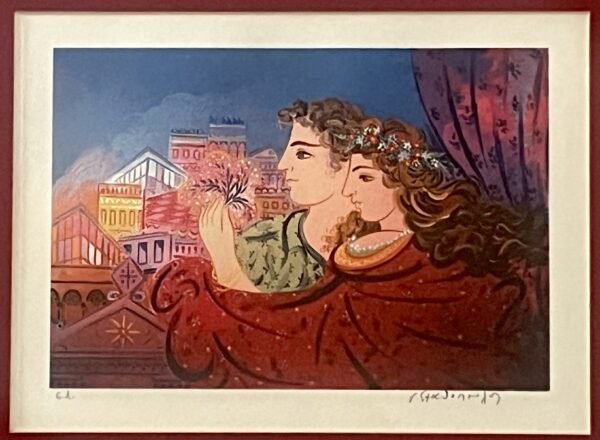 Georgios Stathopoulos, Original Silk Screen Print, Couple in Athens, Hand Signed - Image 4