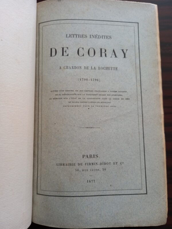Adamantios Korais, Lettres inédites de Coray à Chardon de La Rochette, 1877 - Image 10