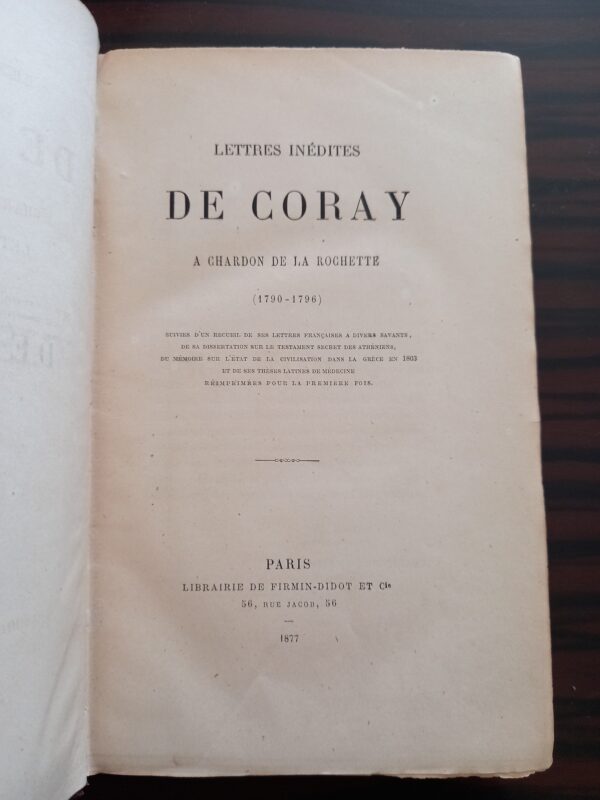 Adamantios Korais, Lettres inédites de Coray à Chardon de La Rochette, 1877 - Image 9