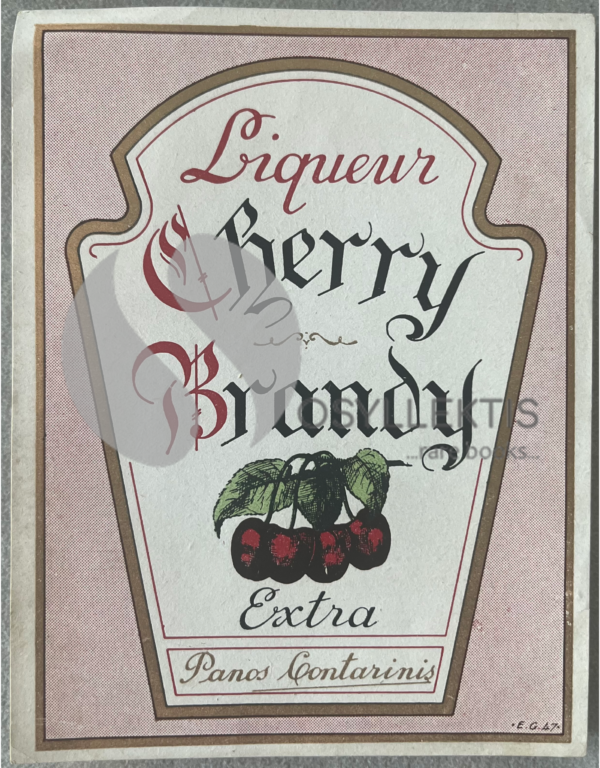 Rare, Original Lithograph, Vintage 1940s-'50s, Greece, Liqueur Label, Panos Contarinis Distillery