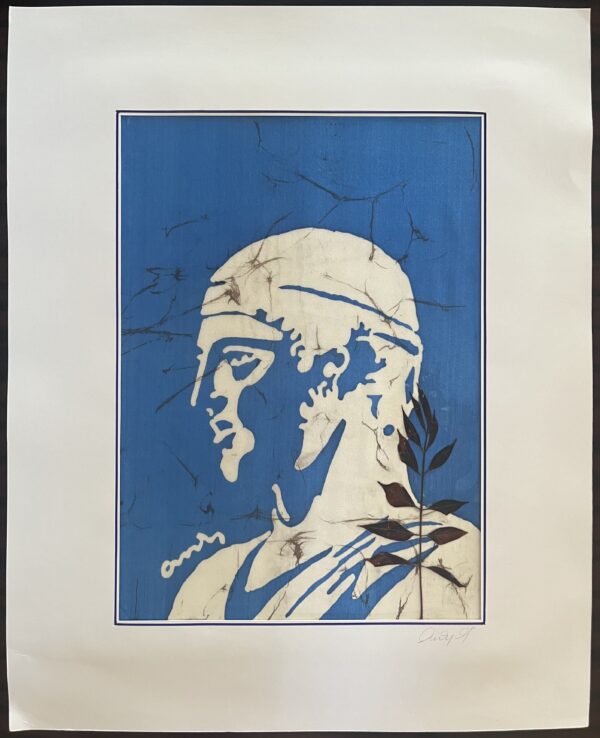 BATIK Original Artwork, HAND PAINTED ON SILK, HAND SIGNED BY ANTHI, 1997, APOLLO OF OLYMPIA