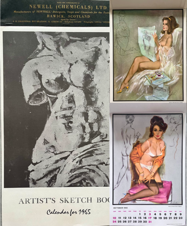 Complete 1965 Pin-Up Calendar, Artist’s Sketch Book, Fritz Willis, VG+