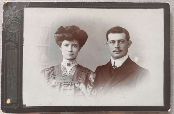 Rare! 1900s, Original Photo, Young Couple, Fettel & Bernard, Alexandria, Egypt