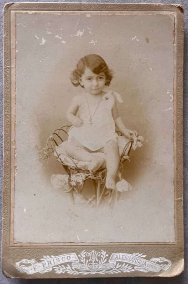 Rare! 1900s, Original Photo, Baby Girl, Italian Photographer F. Prisco, Alexandria, Egypt