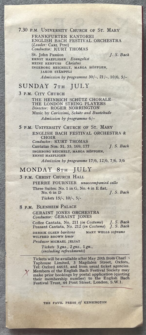 Rare, 1963, English Bach Festival Program, Lina Lalandi, Oxford, First Year - Image 4