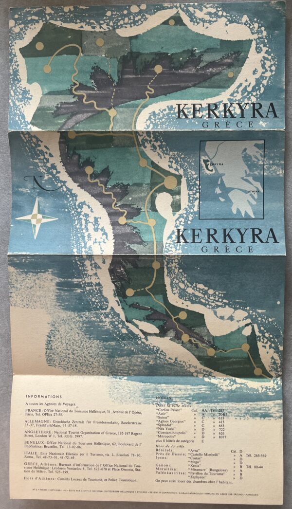 Rare, 1961, Original Brochure, C. Grammatopoulos, EOT, Corfu, Kerkyra, Tourism - Image 2