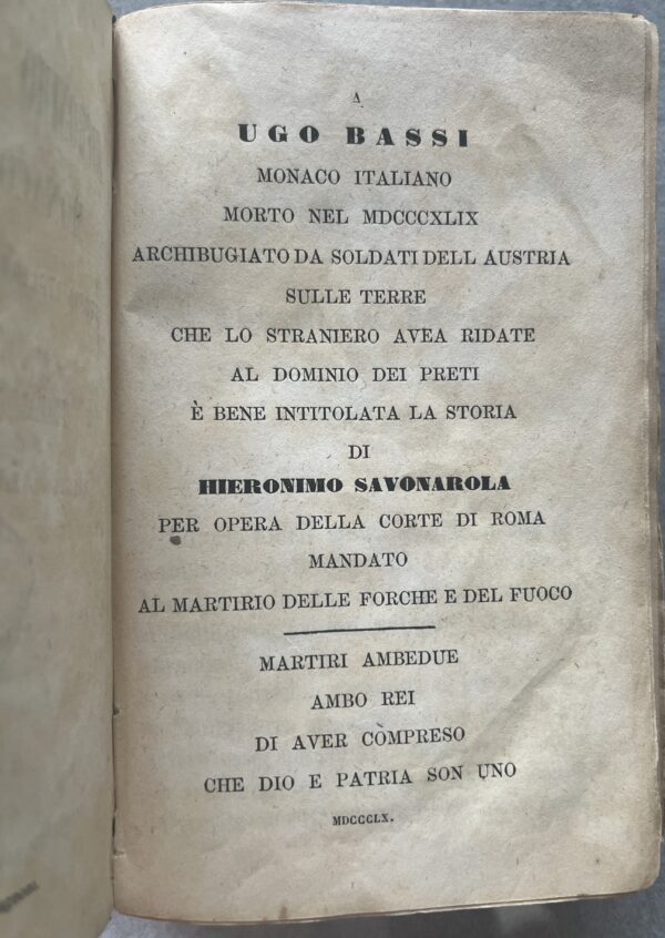 Rare, 1860, Franco Mistrali, Fra Hieronimo Savonarola, Monaco e Papa, First Edition, 4 Vol. in 1 - Image 3