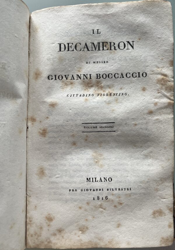 Rare, 1816, Giovanni Bocccaccio, Il Decameron, Milan, G. Silvestri, Volume 1&2 - Image 10