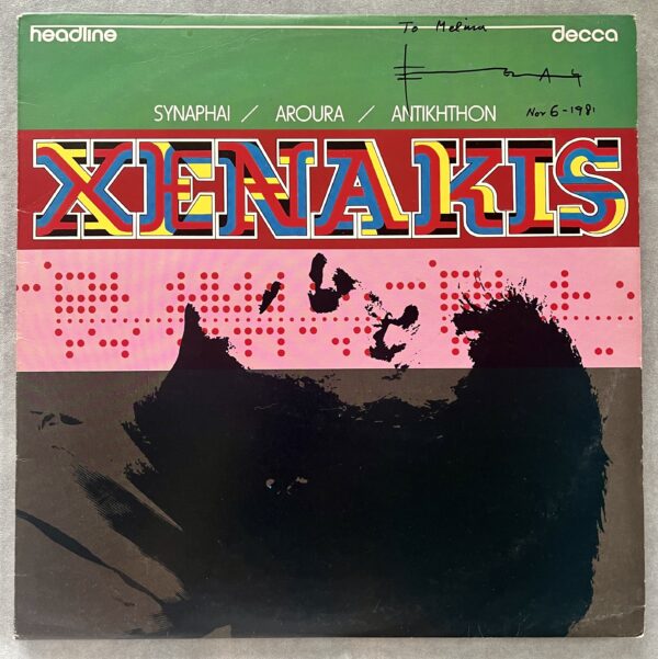 Signed, 1976, Iannis Xenakis, Synaphai, Aroura, Antikhthon, decca, G. D. Madge