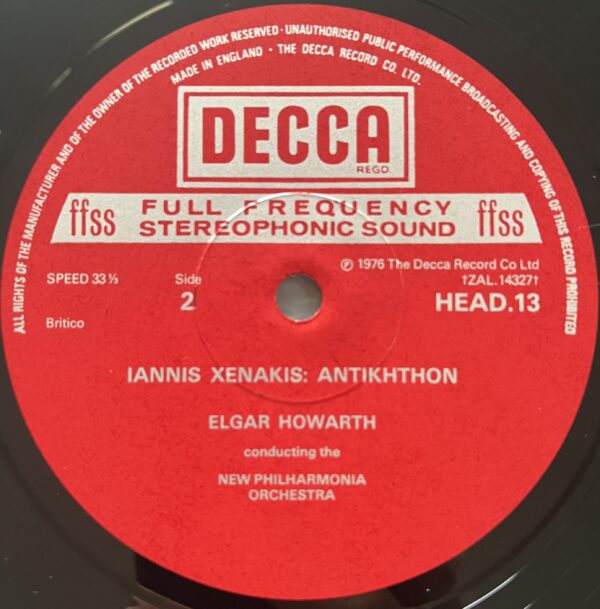 Signed, 1976, Iannis Xenakis, Synaphai, Aroura, Antikhthon, decca, G. D. Madge - Image 7