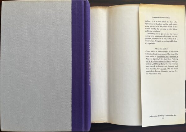 Signed, 1980, Oriana Fallaci, A Man, First American Edition, Alexandros Panagoulis - Image 5
