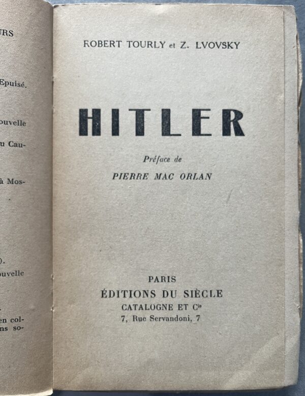 1932, Robert Tourly, Signed, First Anti-Hitler Book, Inscribed by Pierre Mac Orlan, First Edition - Image 4