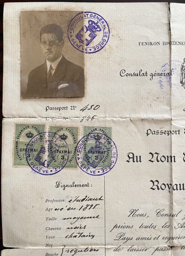 1919, Document, First Class Passport, Kingdom of Greece, Corfu, Bonatis Brothers - Image 3