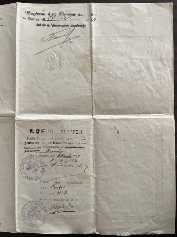 1918, Document, Passport, Kingdom of Greece, Corfu, Bonatis Brothers - Image 7